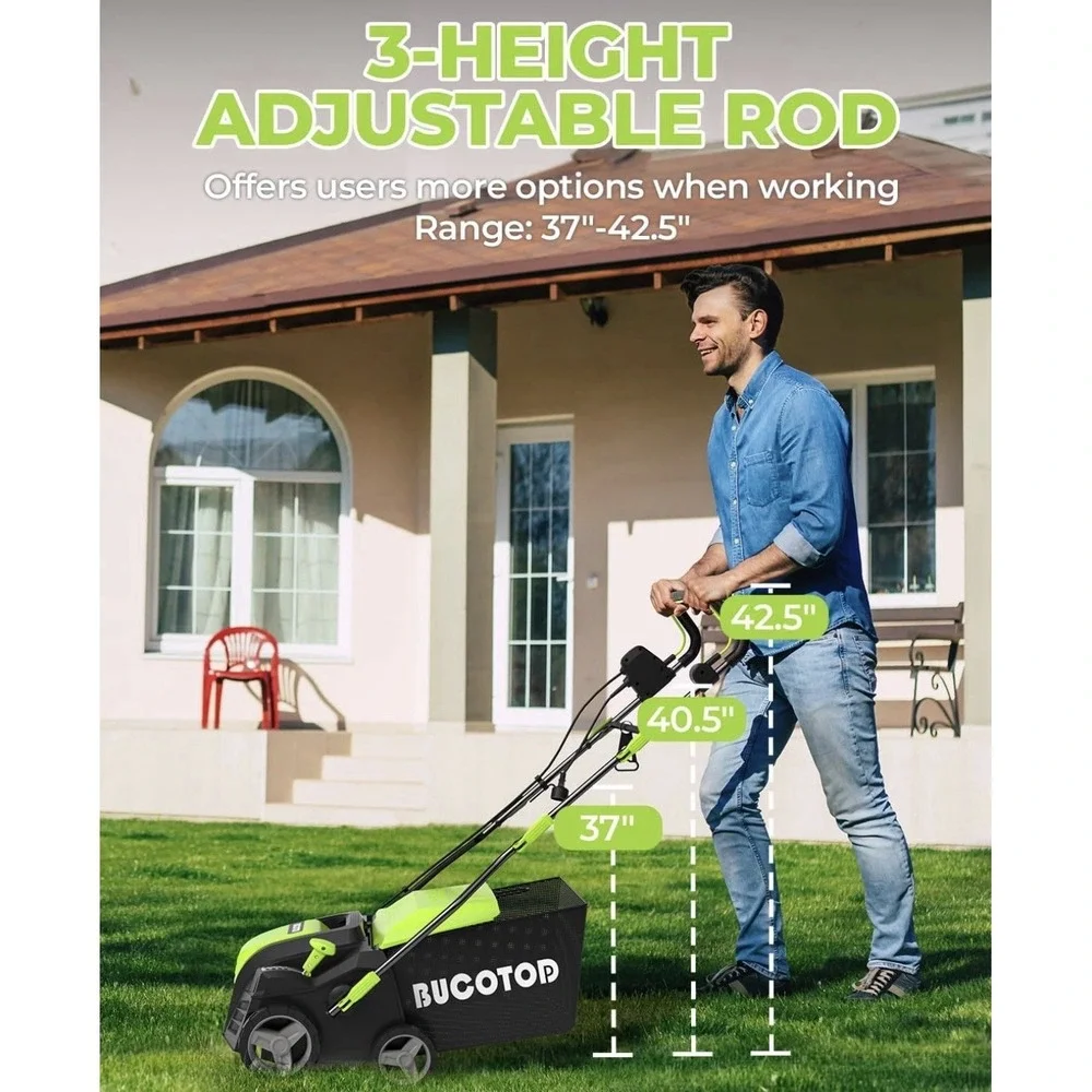 2-In-1 Dethatcher & 16-Inch Scarifier Electric Corded, 15 Amp Bucotod